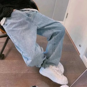 Hip Hop Harajuku Men Baggy Jeans Light Blue Straight Oversize Casual Wide Leg Denim Pants Streetwear Loose Korean Trousers Z251008 (Size Size Guide)