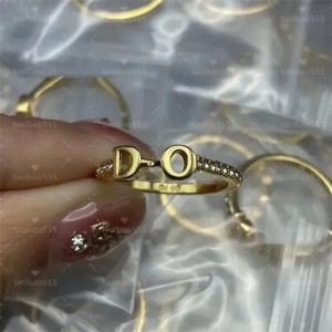 Letter Diamond Ring designer rings Luxury gift 18K Gold rings high quality Jewelry Womens Stainless rings for wedding party titanium ring