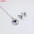 Fashion Women Silver Gold Stainless Steel Bimba Heart Pink Circle Pendant Earrings Sets Jewelry (None)