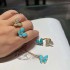 Charm sets Blue Necklace Butterfly Ring sterg sier plated with rose gold turquoise butterfly pendant CNC precision Jewelry Nice Gift for friend