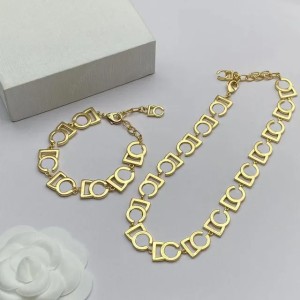 New fashion letter collar necklace Women's gold luxury designer bracelet Jewelry Sets party gifts jewelry (No box)