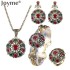 Vintage Rhinestone Bridal Necklace Sets Earrings For Women Jewelry Set Bohemian Rings Wedding Turkish Nigerian Red Jewellery 201222