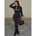 Women Jumpsuits Sexy Slim Designer Letter Print Black Casual Simple Fashion Yoga Fitness Bodysuit Elegant Romper