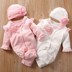 Floral Newborn Baby Girl Romper Cotton New Born Infant Toddler Little Girls Costume Onesie Jumpsuit Clothes Bebe Pajama Overall G1218 W251018