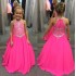 Fuchsia Halter Chiffon Girls Pageant Dresses Beaded Rhinestones Top A Line Floor Length Girl's Pageant Dresses BA7601 Fuchsia Halter Chiffon Girls Pageant Dresses Beaded Rhinestones Top A Line Floor Length Girl's Pageant Dresses BA7601