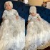 Luxury 2019 New Lace Christening Gowns For Baby Girls Crystal 3D Floral Appliqued Baptism Dresses With Bonnet First Communion Dress BC1789 Luxury 2019 New Lace Christening Gowns For Baby Girls Crystal 3D Floral Appliqued Baptism Dresses With Bonnet First Communion Dress BC1789