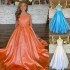 Buyers' PicksBallgown Girl Pageant Dress 2026 High Neck Shimmer Organza Crystal Stone Little Kid Birthday Formal Party Gown Pre-Teen Teens Young Junior Miss Queen Orange Sky Blue