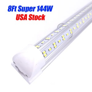 144W T8 LED Tube Integrated LEDs Tubes Light V Shaped Replace Fluorescent Lighting Cooler Door Garage Shop Lights (Emitting Cold White)
