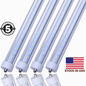 8ft FA8 single pin T8 LED tube light lamp bulbs SMD2835 fluorescent 2.4M 8ft 192leds 45W Cold White AC85-265V Stock In US CNSUNWAY LIGHTING Garage Shop Ceiling Downlight (Emitting - Size 8ft)