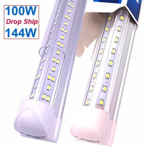 V-Shaped Integrate T8 LED Tube 2400MM 4 5 6 8 Ft Feet Fluorescent Lamp 8Ft 4Ft LED Light Tubes Cooler Door Lighting Ultra Bright Daylight 6500K Shop Lights (Emitting Cold White 6500K)