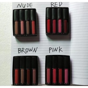 Liquid Lipstick Kit The Red Nude Brown Pink Edition Mini Liquid Matte Lipstick 4pcs/set ( 4 x 1.9ml ) (Picture color)