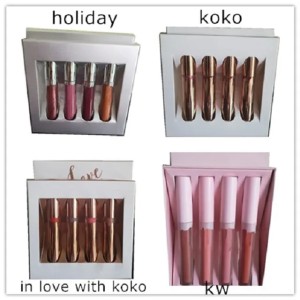 Hot Brand Matte Liquid Lipstick Set in 4pcs Shimmery Lip Gloss Makeup Kit Collection High Quality Koko Beauty Lipgloss Cosmetics Free Ship (Mixed Color)