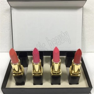 Hot Makeup Professional Lip Makeup Matte lipstick set 4 color Lips cosmetic black tube 4pcs/kit high quality (Mixed Color)