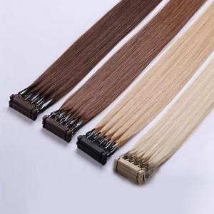 New Products High Quality Cuticle Aligned Remy Hair 6D Pre bonded Human Hair Extensions Black Brown Blonde 6D Hair Extensions 1 row 5strand 100g 125s a lot