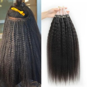 Kinky Straight Brazilian Micro Loop Ring Hair 100% Human Hair Extensions 16