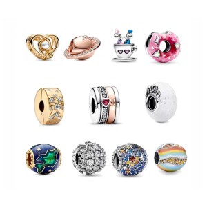 S925 Sterling Silver Loose Beads Round Heart Charms Women For PAN Fits 3mm Snake Chain Bracelets Christmas Gifts DIY Making Pendant Jewelry B077