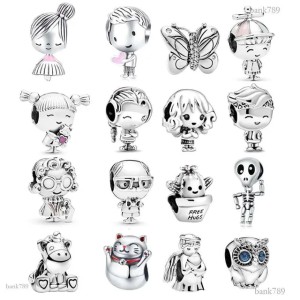 925 Silver Charm Beads Dangle Grandmother amp Grandfather Girl Series Bead Fit Charms Bracelet DIY Jewelry Accessories