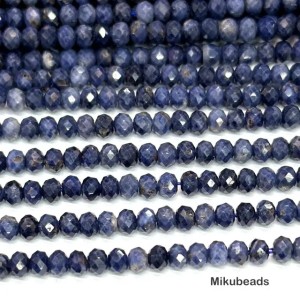Loose Gemstones Natural Sapphire 3 3.8mm Faceted Rondelle Beads Shinny Stone For Jewelry Making DIY Bracelet Necklace Strand Mikubeads