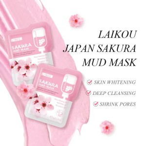 LAIKOU Sakura Mud Facial Mask Deep Cleaning Shrink Pores Moisturizing Blackhead Remover Face Cream Skin Care