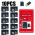 10PCS TF Card Class10 128GB 256GBWholesal cartao de moria 32GB 64GB 16G SD Card 8G 4GB 2GB Flash Memory Card for Digital Devices 240619bj
