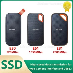 256TB Portable SSD E30 E61 E81 480GB 500GB 1TB 2TB 4TB Solid State Hard Drive 8tb 64tb Flash Disk USB 3.2 External PSSD for PC