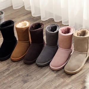 EBV designer shoes hot free shipping High quality cowhide keep warm and non slip snow boots with thick fleece for women size 35-42 (Size Size Guide)
