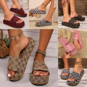 Free Shipping new slides designer Slippers for womans sandals flat fashion summer Platform wer embroidery slipper outdoor Indoor shoes women 6378 f87 (Size Size Guide)