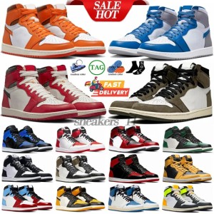 Jumpman 1 OG 1s Basketball Shoes Men Women High-top Sneakers Palomino UNC toe Lost and found Sneaker university blue washed patent bred dark mocha lucky j1 Trainers (Size Size Guide)