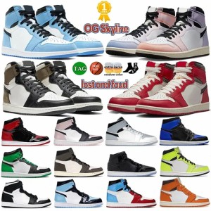 Mens 1 High OG 1s basketball shoes jumpman Lost and found skyline men Sneakers university blue se space jam patent bred Gorge Green dar38nk# (Size Size Guide)