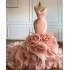 Pink Mermaid Blush Wedding Dresses Ruffles V Neck Sleevelss Pleats Ruched Custom Made Chapel Bridal Gown Vestido De Novia estido (Size Size Guide) Pink Mermaid Blush Wedding Dresses Ruffles V Neck Sleevelss Pleats Ruched Custom Made Chapel Bridal Gown Vestido De Novia estido (Size Size Guide)