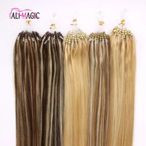 Piano Color Loop Micro Ring Human Hair Extensions Micro Beads Hair Extension Virgin Hair Black Brown Blonde Nano Ring Hair 100g P27/613 P18/613 P4/27 P2/27