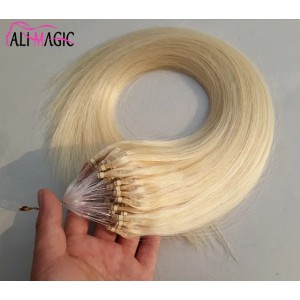 Remy Micro Loop Hair Extensions Cheap Human Platinum Blonde Brazilian Straight Hair Wholesale 1g 100s Micro Loop Extensions Free Shipping
