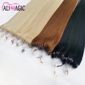 100g Loop Micro Ring Human Hair Extensions micro bead hair extensions European 14 colors Peruvian Virgin Hair Black Brown Blonde Piano Nano Ring Hair 100s
