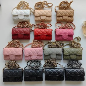 Fashion Designer Wallets Caviar Cowhide Ball Pattern Quilting Pouch Short Cuir Credit Card Holder Bags Women Of Golden Spliced Leather Chain Coin Purse 2Ed