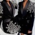 Sexy Mother of the Bride Suits Beaded Pearls One Piece Set Jacket Double Breasted Women Suit Blazer Shawl Lapel Formal Work Wear Customized Sexy Mother of the Bride Suits Beaded Pearls One Piece Set Jacket Double Breasted Women Suit Blazer Shawl Lapel Formal Work Wear Customized