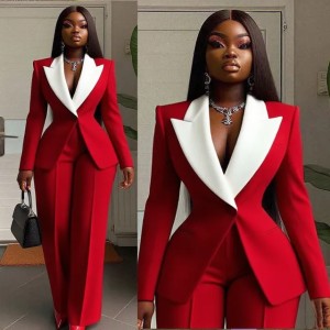 Buyers' PicksPatchwork Lapel Women Pants Suits 2 Pieces Plus Size Fitted Blazer & Pants Customized Formal Office Lady Party Outfit