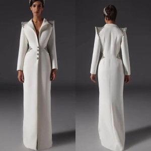 Buyers' PicksElegant Mother of the Bride Suits Beaded Crystal One Piece Set Jacket Single Breasted Women Business Blazer Peaked Lapel Formal Work Wear Customized
