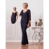 Chiffon Mother Of The Bride Suits Pants Jacket Long Sleeves Three Pieces Plus Size Lace Appliques Floor Length Mothers Suits in Navy BA6031 Chiffon Mother Of The Bride Suits Pants Jacket Long Sleeves Three Pieces Plus Size Lace Appliques Floor Length Mothers Suits in Navy BA6031