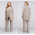 2018 Grey Chiffon Mother Of The Bride Suits Pants Jacket Long Sleeves Three Pieces Plus Size Lace Appliques Ankle-Length Mothers Suits