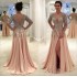 Sexy Champagne Mother Of The Bride Dresses Deep V Neck Beads Crystal Long Sleeves Backless Chiffon Side Split Floor Length Evening Wear Prom Dresses Sexy Champagne Mother Of The Bride Dresses Deep V Neck Beads Crystal Long Sleeves Backless Chiffon Side Split Floor Length Evening Wear Prom Dresses