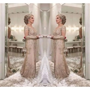 Of Bride A Made Dresses The Mother Custom E Sheer Long Sleeves Formal Godmother Evening Wedding Party Guests Gown Plus Size Q140 0509 0510 vening (Size Size Guide)