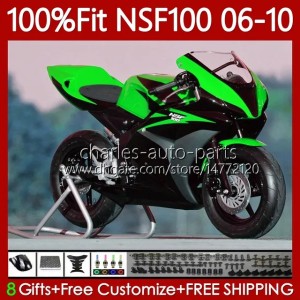 Race Fairing For HONDA Fiberglass NSF100 NSF-100 NSF 100 2006 2007 2008 2009 2010 Bodywork 116No.80 NS-F100 Green Black 06 07 08 09 10 Injection Mold Glass fiber Body