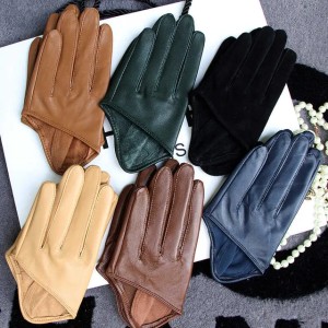 Mens Half Palm Gloves Real Leather Color Patent Leather Glove Fashion Stage Mens Motorcycle Gloves Sheepskin Custization New H10 C251014