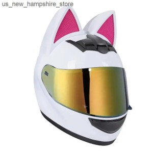 Motorcycle Helmets Women Motorcycle Helmet Outdoor Riding Motorcycle Cat Ear Women Motorcycle Helmet DOT Approved Removable Full Face Helmet J241127