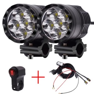 Moto Lighting 1 Pair / 2pcs Motorcycles LED Headlight 60W 10000LM U2 Leds Motorbike Beam Working Lights Wide Spotlight Motor Kit (Emitting White)