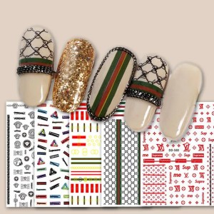 Trendy Nail Art Stickers Luxury Brands Petite And Chic Style Nail Art Stickers Big Brand Logo Decals And High-end Nail Accessories (Multi)