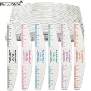 Nail Files 50 Pcs Professional Wood Nail File Thick Half Moon With Ruler Grey Sandpaper 80 100 150 180 240 Grit Wooden Files Tips For Nails 230325