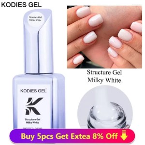 Nail Gel KODIES Milky White Polish Structure Rubber Base 2 IN 1 Milk Enamel Opal Semi Transparent Primer Lak 15ml