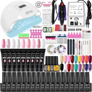 Nail Gel Kit Acrylic Nails Set With UV LED Lamp Dryer Color Gel Polish Kit Soak Off Manicure Tools Set 240702 (White Smoke)