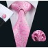 Fast Ties Paisely Pink Mens Set Hankerchief Cufflinks Jacquard Woven Business Formal Work Neck Tie Set Wedding N03795806769